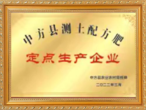 2022年3月中方县测土配方肥定点生产企业